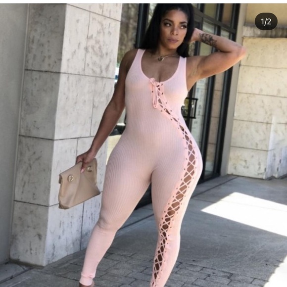 Jumpsuit,pink,black - Picture 2 of 2